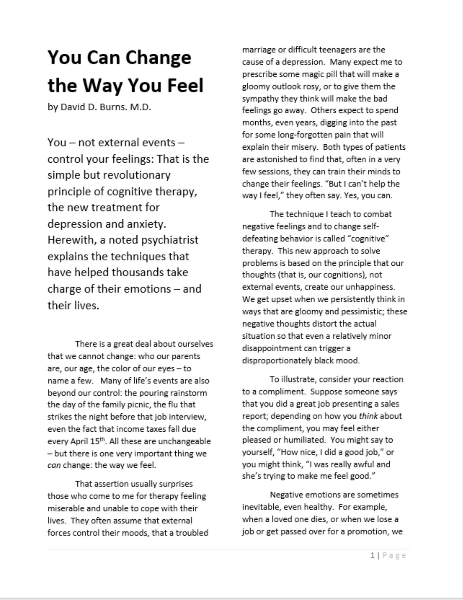 you can change the way you feel page mockup photo